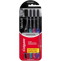 Escova Dental Macia Infusão de Carvão Colgate Slim Soft Black 4 Unidades
